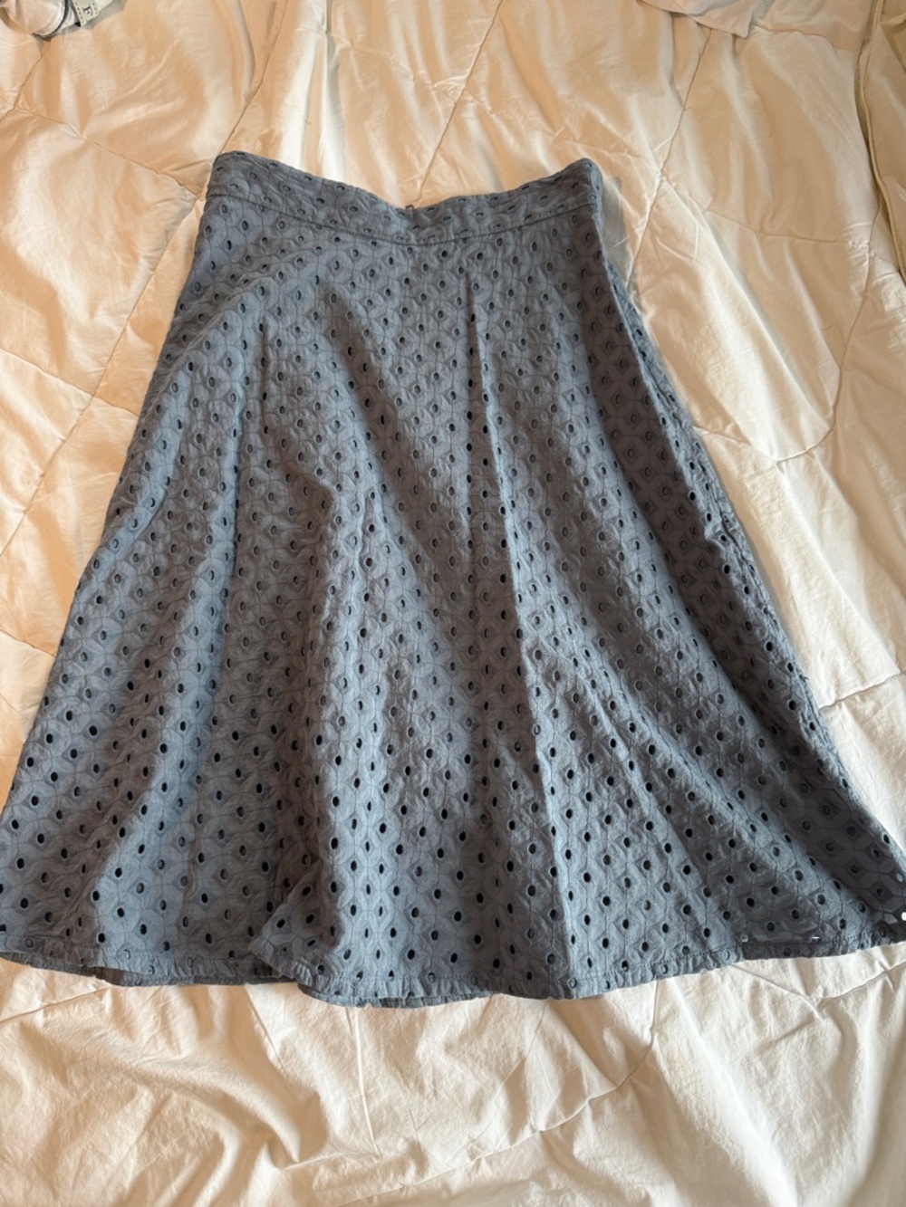 Ann Taylor LOFT Blue Eyelet A-Line Skirt